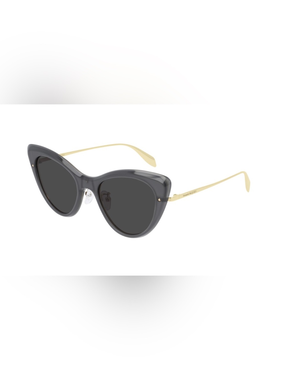 Alexander McQueen Gray Cat-Eye Sunglasses with Gold Accents